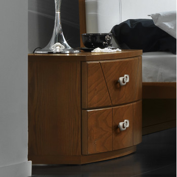 Comodino 2 cassetti legno frassino spazzolato zoccolo