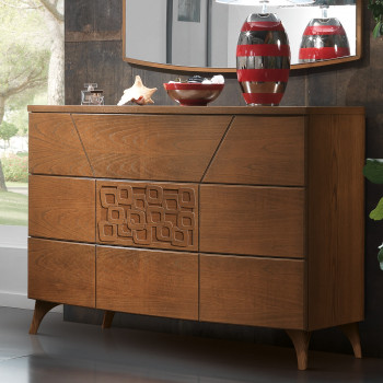 Comò 3 cassetti push-pull con formella traforata