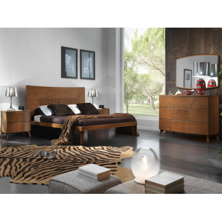 Comò 3 cassetti push-pull in legno con formella