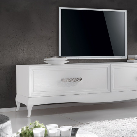 Porta TV con legno di frassino e dettagli curvati