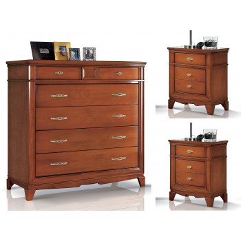 Gruppo comò e 2 comodini con cassetti lisci