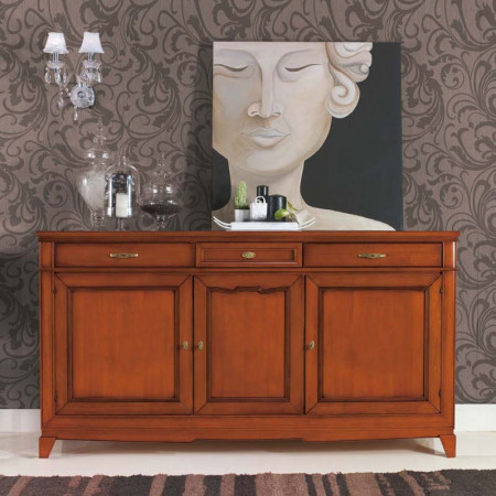 Credenza 3 ante battenti con piedini e formelle floreali