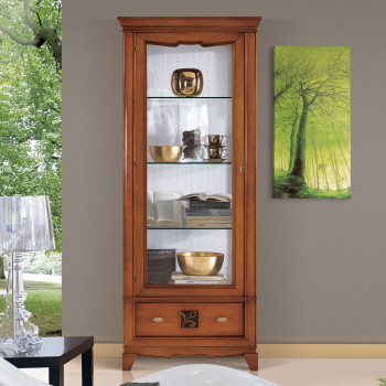 Argentiera anta sx a battente, in legno con vetri