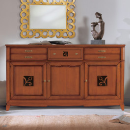 Credenza 3 ante battenti 5 cassetti con piedini