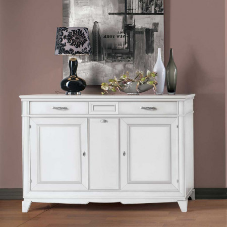Credenza 2 ante battenti, legno e dettagli argento