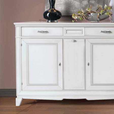 Credenza 2 ante battenti, dettaglio frontale in bianco