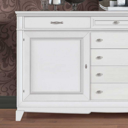 Credenza 2 ante battenti 7 cassetti, dettaglio frontale