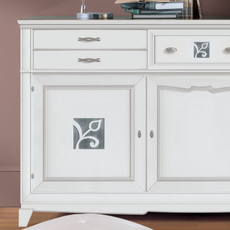 Credenza 3 ante battenti 5 cassetti, dettaglio floreale