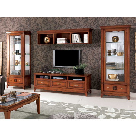 Tavolino con piano in vetro trasparente, dettaglio design classico