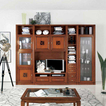 Sistema componibile spalla con zoccolo in soggiorno