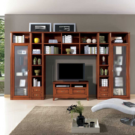 Sistema componibile a spalla con librerie in legno