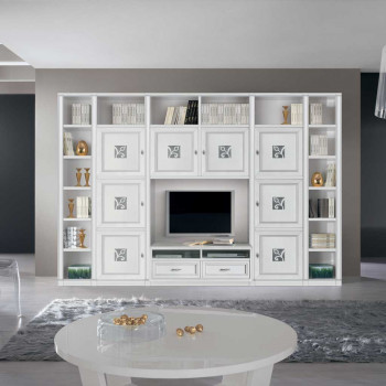 Sistema componibile a spalla 8 ante intagliate, soggiorno