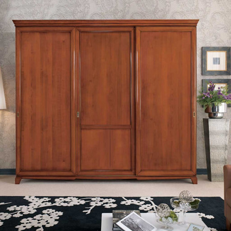 Armadio 3 ante legno scorrevoli, decoro floreale