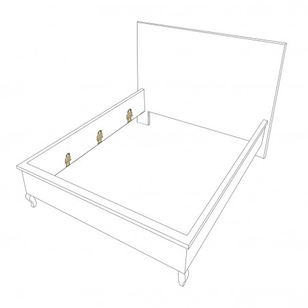 Letto disegno geometrico in legno massello con dettagli traforati