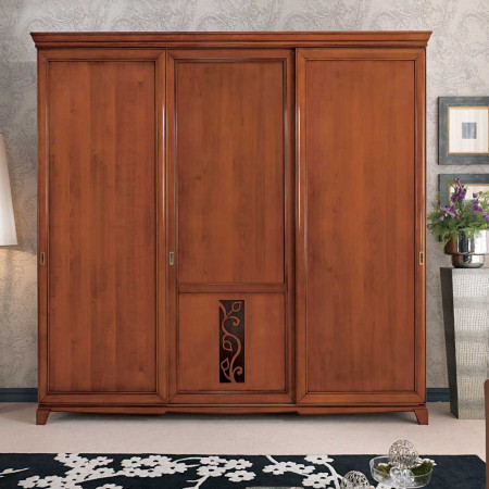 Letto quadrifoglio in legno, dettaglio armadio in legno