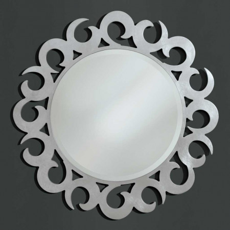 Specchiera rotonda con cornice a vortice in legno