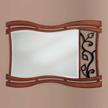 Specchiera con disegno floreale, legno noce con motivo traforato