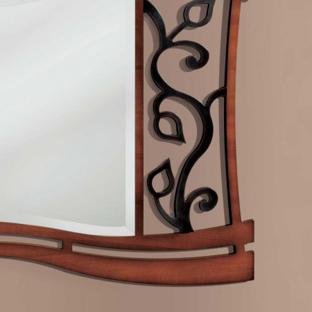 Specchiera con disegno floreale e legno di noce