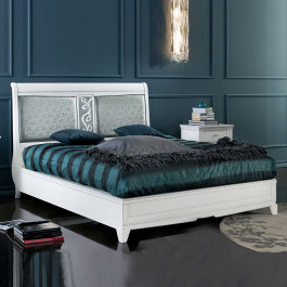 Letto con piedi interno 198,5x162, testata foglia argento Letto con piedi interno 198,5x162 con testata decorata