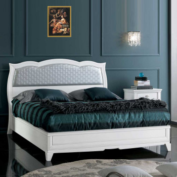 Letto imbottito doppia piazza in legno stile classico