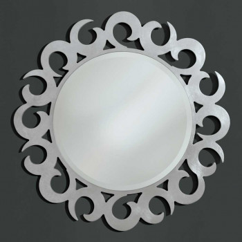 Specchiera rotonda specchio molato con cornice dettagliata