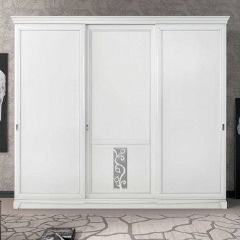 Armadio 3 scorrevoli con zoccolo e decoro floreale