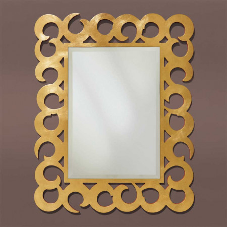 Specchiera foglia oro design vortice, specchio molato