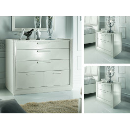 Comodino 2 cassetti stile classico contemporaneo con cornice