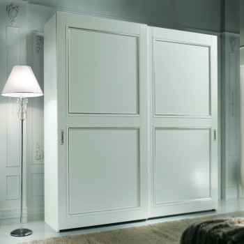 Armadio 2 ante scorrevoli, dettaglio cornici, legno frassino