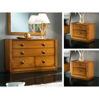 Trittico Giselle con dettagli in legno spazzolato