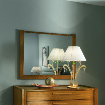 Specchiera rettangolare in legno frassino con lampada