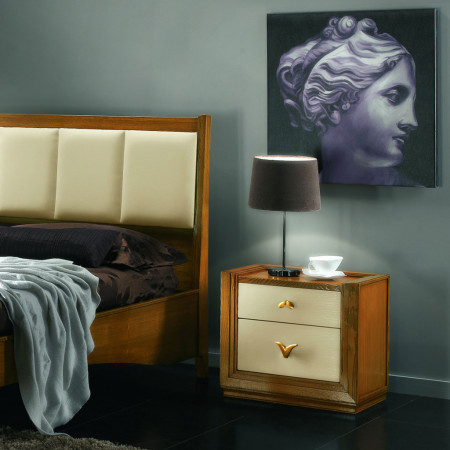 Letto imbottito classico contemporaneo con legno frassino