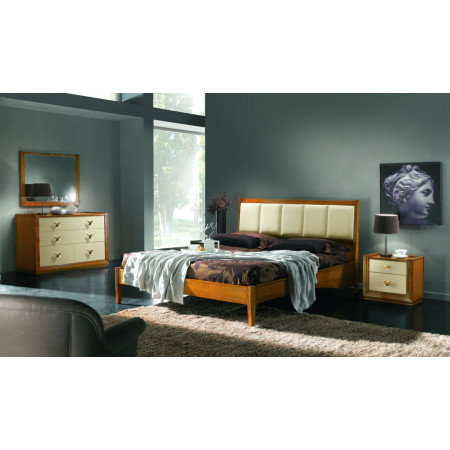 Letto imbottito in stile classico contemporaneo con testata in ecopelle