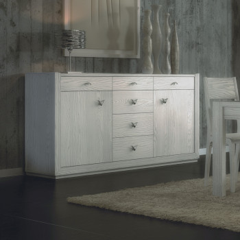 Credenza 2 ante e 6 cassetti in legno di frassino