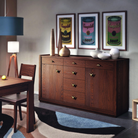 Credenza 2 ante con dettaglio legno frassino