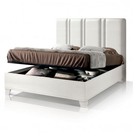 Letto imbottito in stile classico contemporaneo con meccanismo alzarete