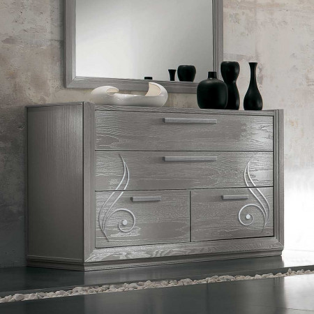Comò 4 cassetti in stile classico contemporaneo, legno