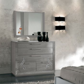 Como' 4 cassetti, decorazioni floreali in legno