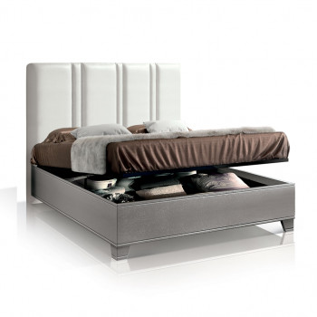 Letto imbottito classico contemporaneo con vano contenitore