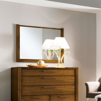 Specchiera rettangolare in stile classico contemporaneo con cornice in legno di frassino