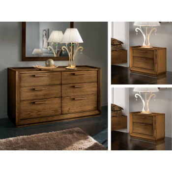 Trittico in stile contemporaneo, dettaglio del comò con cassetti