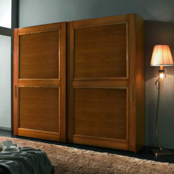 Armadio 2 ante scorrevoli in legno di frassino, dettaglio struttura