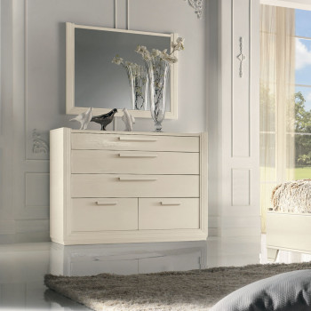 Comò 5 cassetti classico contemporaneo con specchio