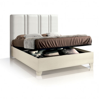 Letto imbottito in stile classico contemporaneo con scomparto