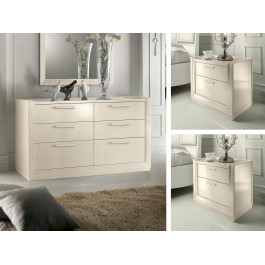 Comodino 2 cassetti stile classico contemporaneo con cornice