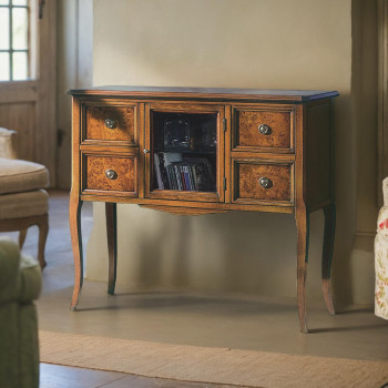 Comoncino 4 cassetti e 1 anta con vetro trasparente