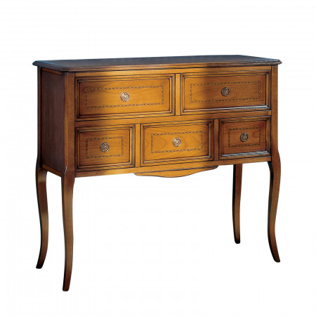 Comoncino 5 cassetti con intarsi in legno