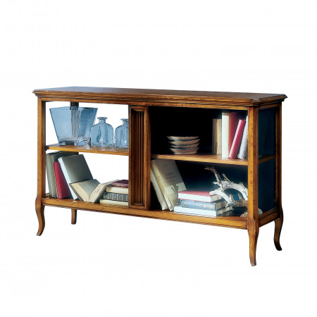 Retrodivano o etagere in legno massello con fianchi a vetro