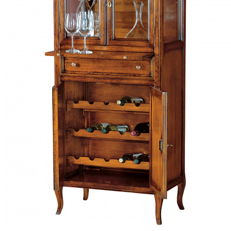 Mobile bar con portabottiglie e ante in vetro