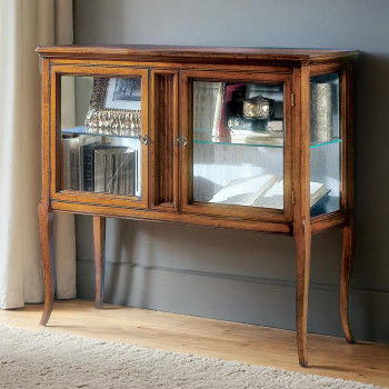 Vetrinetta due ante in legno massello con vetro molato